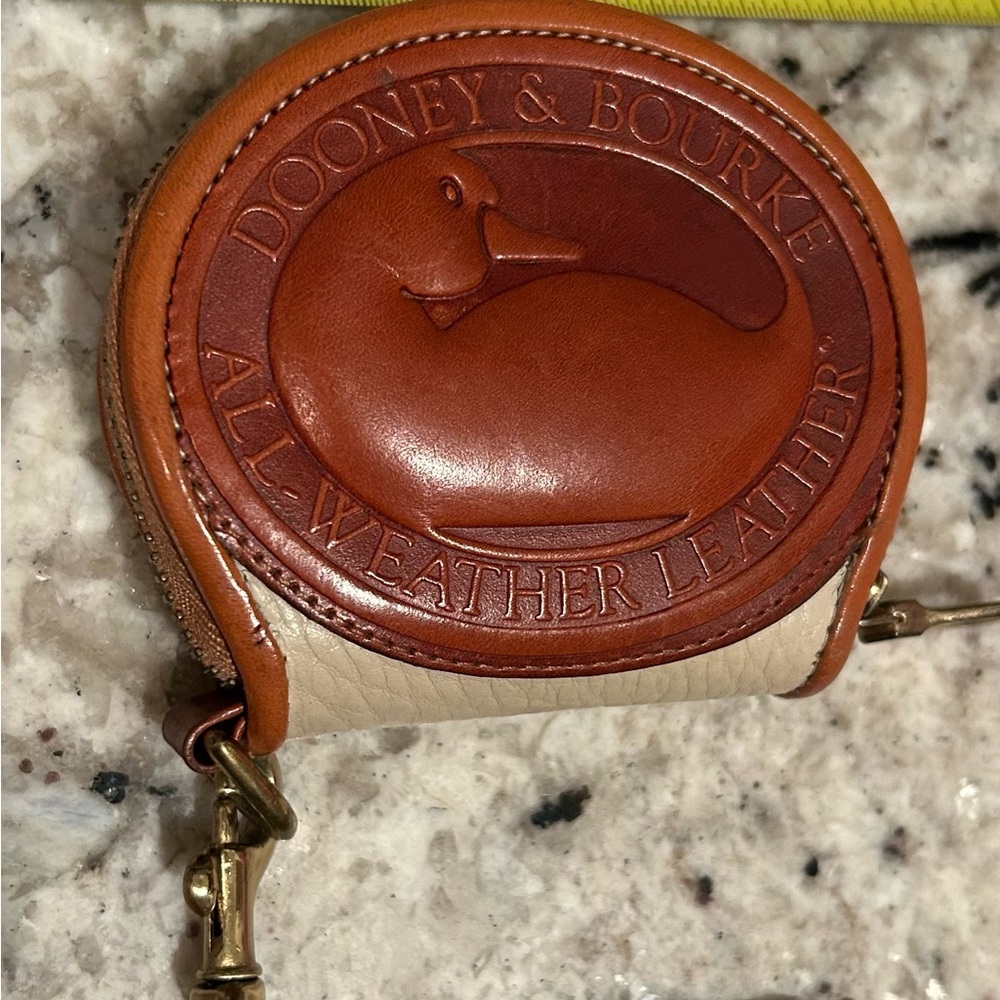 Dooney & Bourke Tan and Brown Leather Coin Pouch